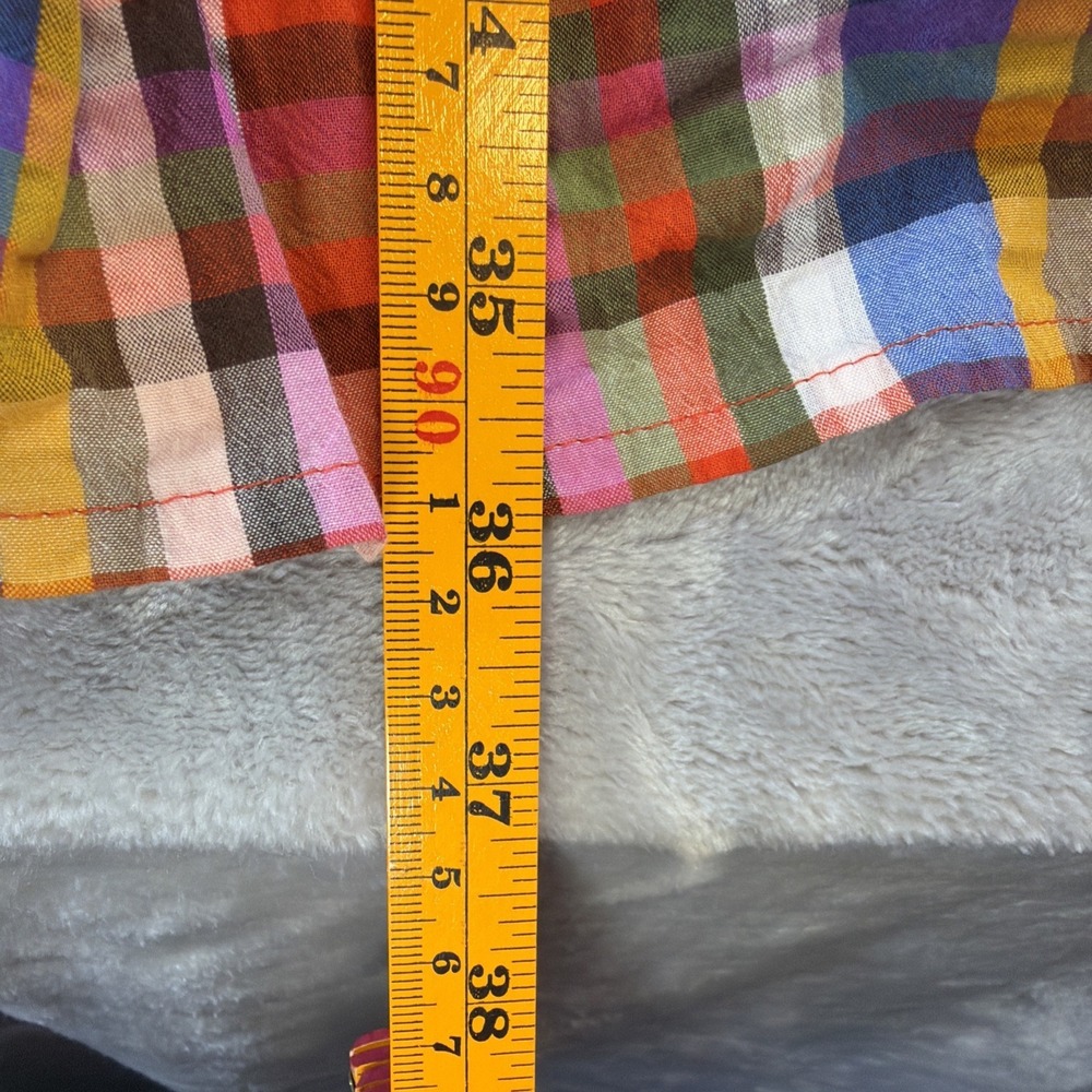 Ann Taylor Factory Plaid Halter Dress Women's M Multicolor Ruffle Hem Cotton - Picture 7 of 8
